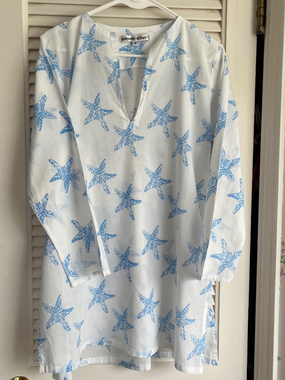 Barbara Gerwit Starfish Turquoise and White Tunic Beach Coverup Size Medium - Picture 6 of 8
